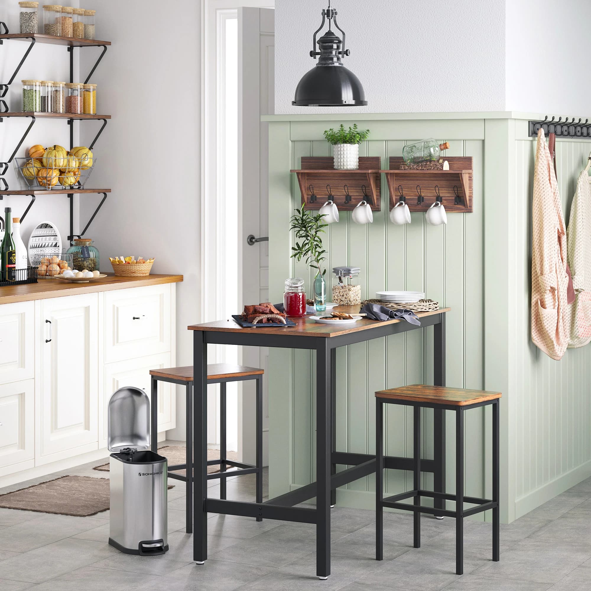 Tabourets de bar VASAGLE, lot de 2 chaises de bar, tabourets de bar pour cuisine et petit-déjeuner a