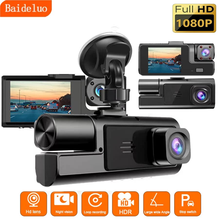 Caméra DVR de voiture intégrée avec enregistrement avant 1080P et arrière 720P, 140° °   Objectif gr