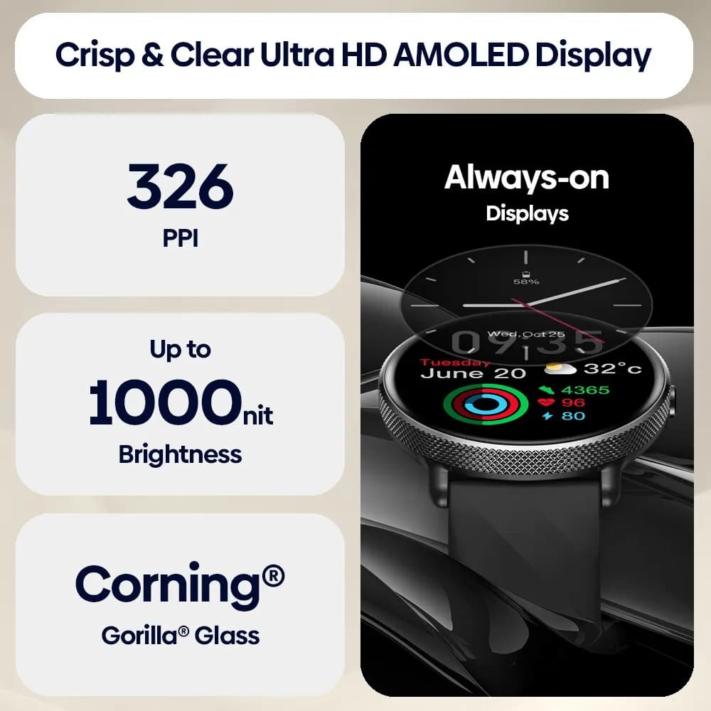 Zeblaze GTR 3 Pro Voix Appelant Montre Intelligente AMOLED Affichage 316L En Acier Inoxydable Fitnes