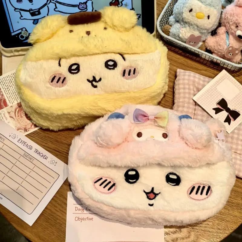 Étui à stylos en peluche Anime, boîte de papeterie Usagi Hachiwareas, étui à stylos de grande capaci