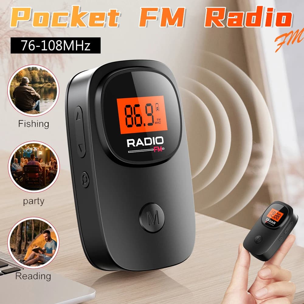 Radio portable à réglage numérique, radio FM avec écouteurs, radio à piles avec clip pour la maison 
