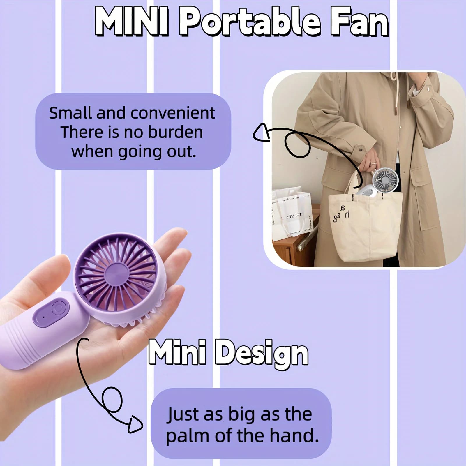 Mini ventilateur portable rechargeable USB à 3 vitesses, ventilateur portatif au choix de cadeaux, p