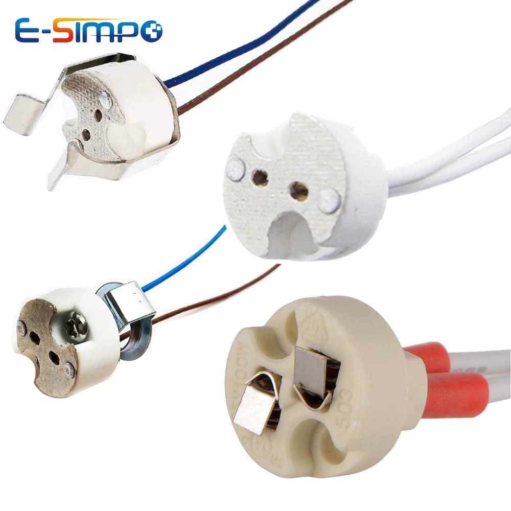 Base bi-pin G4 G6.35 GY6.35 GX5.3 MR16 GZ4 MR11 GU5.3 G5.3 M10 0.75mm, douille Led à incandescence h