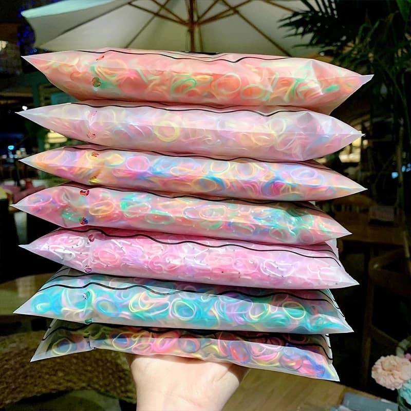 1000 pièces/paquet filles colorées petites bandes de caoutchouc jetables gomme pour queue de cheval 