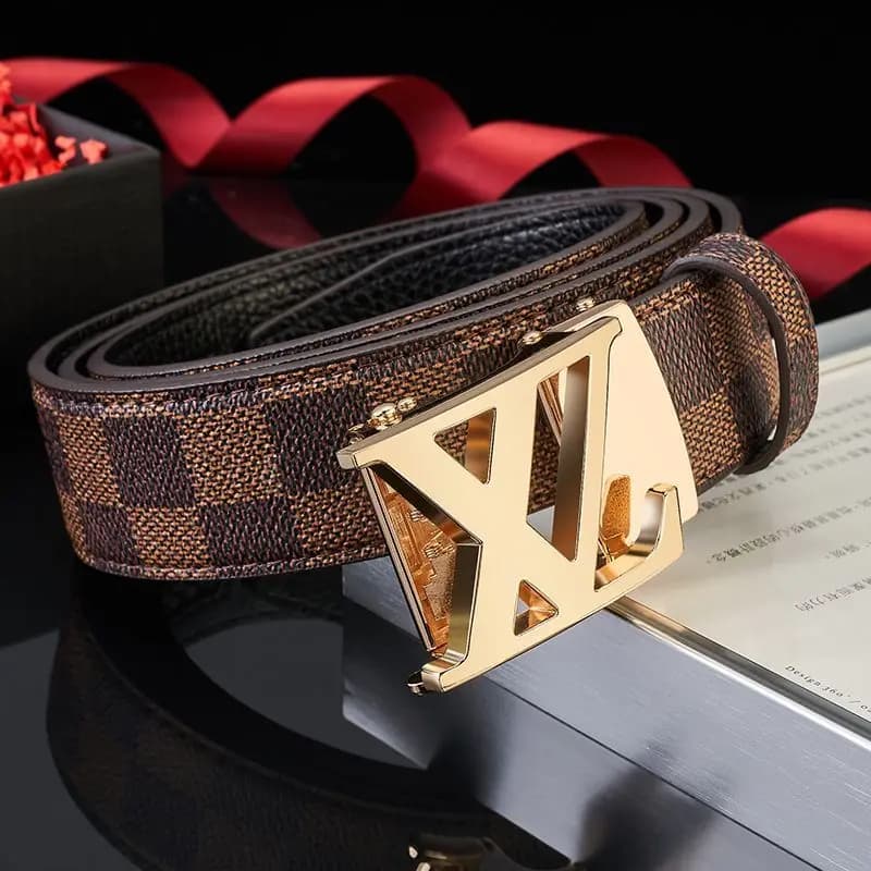 Ceinture à boucle automatique pour hommes avec sangle à motif à carreaux, adaptée aux occasions déco