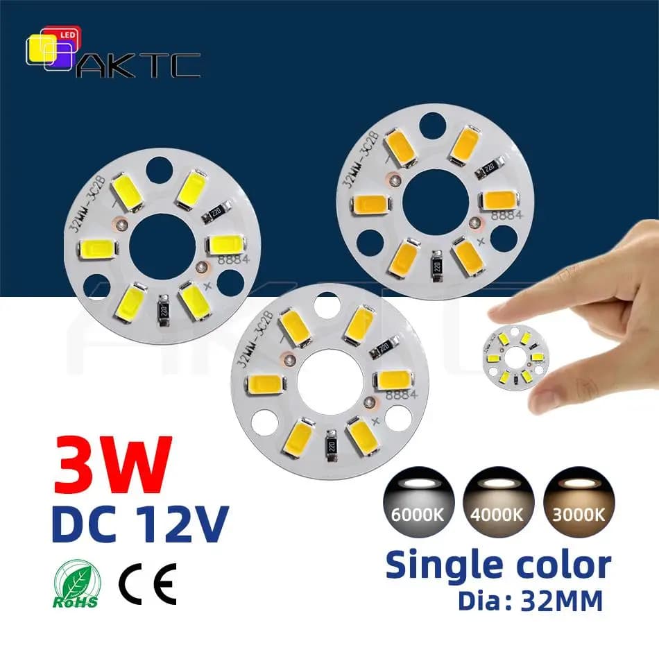Panneau Lumineux LED DC 12V 3W SMD5730, 10 Pièces, Source de Lumière 6 Gible, Panneau Rond Dia 32mm,