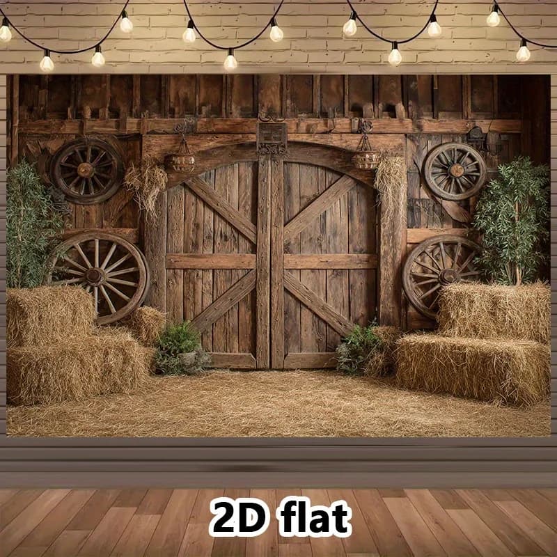 Plan 2D, 1 pièce, mur de fond de porte de grange rural-décoration de fête de ferme de porte de grang