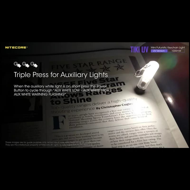NITECORE TIKI – porte-clés Rechargeable UV, 1000mw, Identification des pierres précieuses, avec LED 