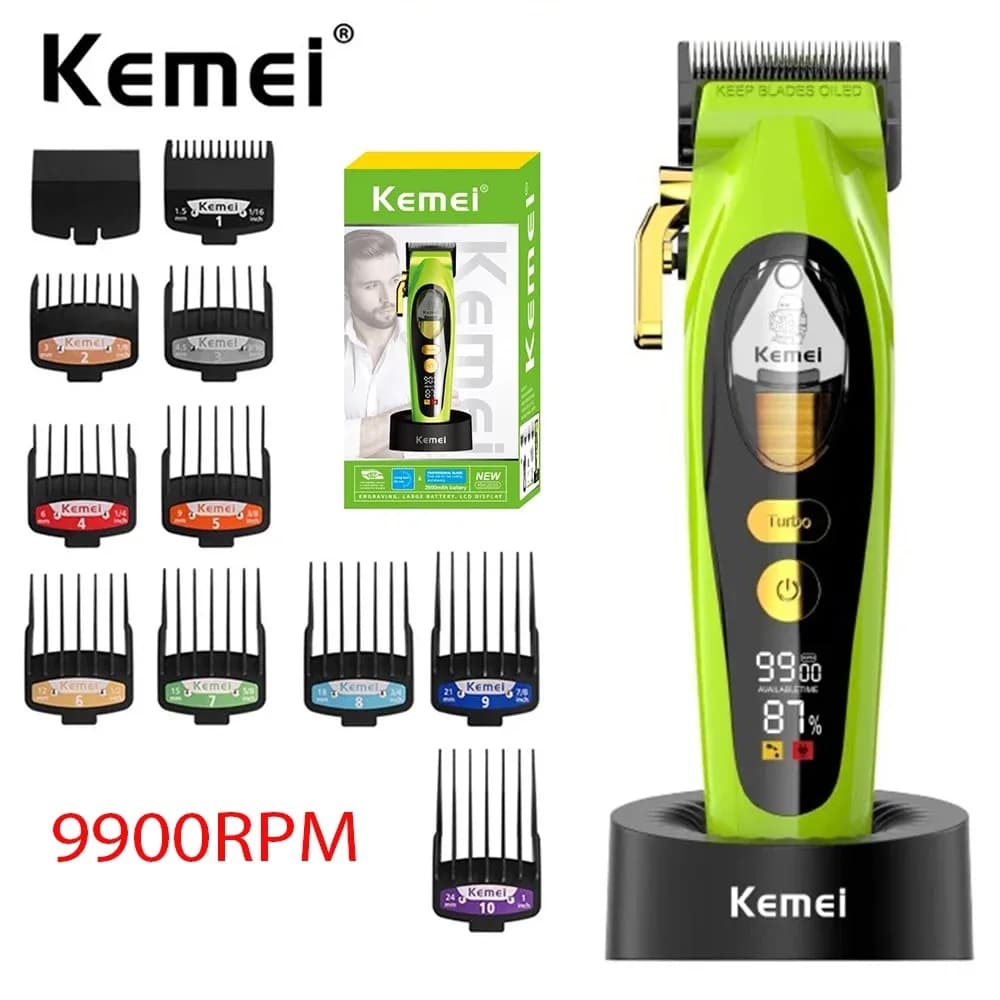 Kemei 2035-Tondeuse à cheveux professionnelle sans fil pour hommes tondeuse à moteur magnétique coup
