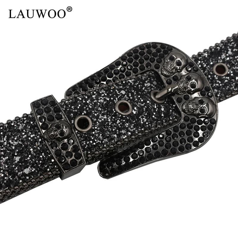 Ceintures en strass crâne pour femmes et hommes, bracelet en cuir Y2K clouté en cristal, Cowgirl occ