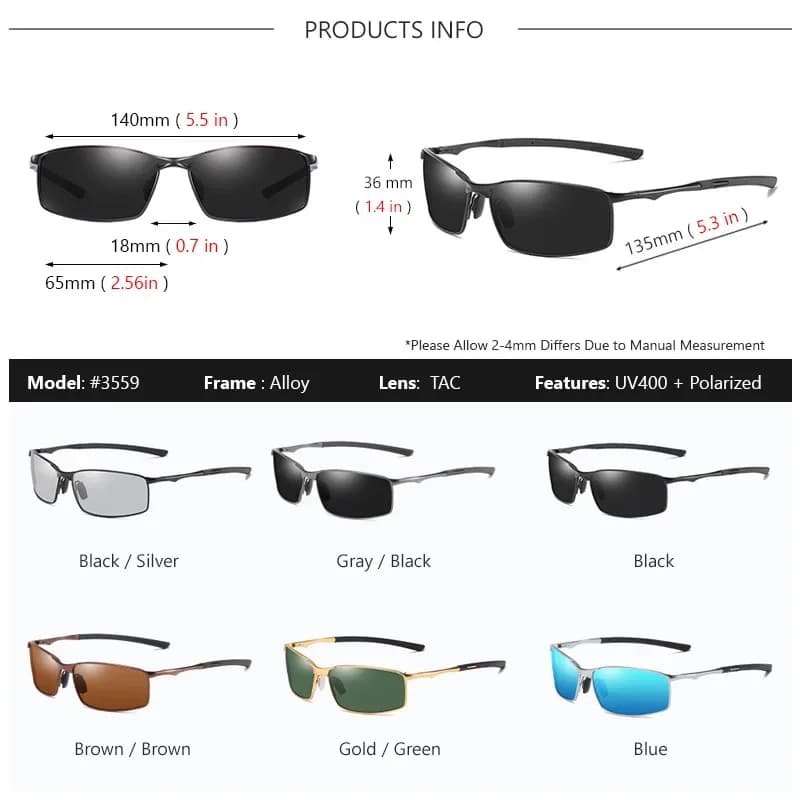 AOWEAR marque UV400 lunettes de soleil polarisées hommes femmes classique HD conduite en plein air l