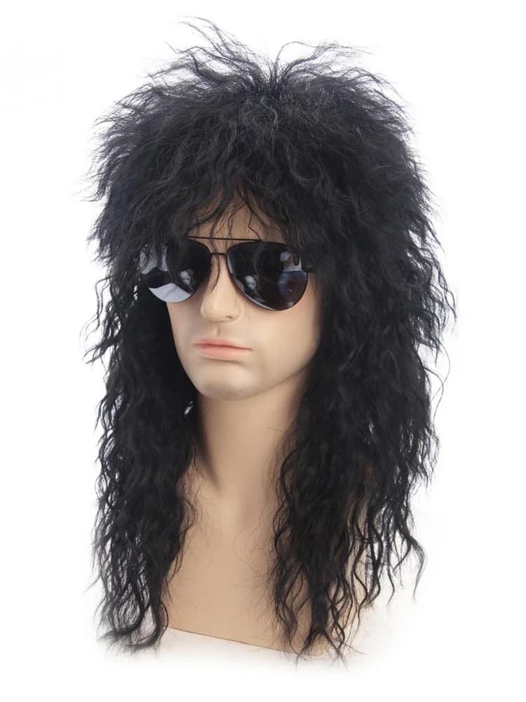 Perruque Rockstar blonde Punk pour hommes, perruque longue et moelleuse pour fête d'halloween, perru
