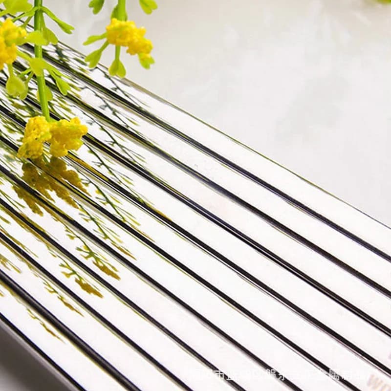Baguettes plates chinoises coréennes, 5 paires, bâtons en acier inoxydable de haute qualité, accesso