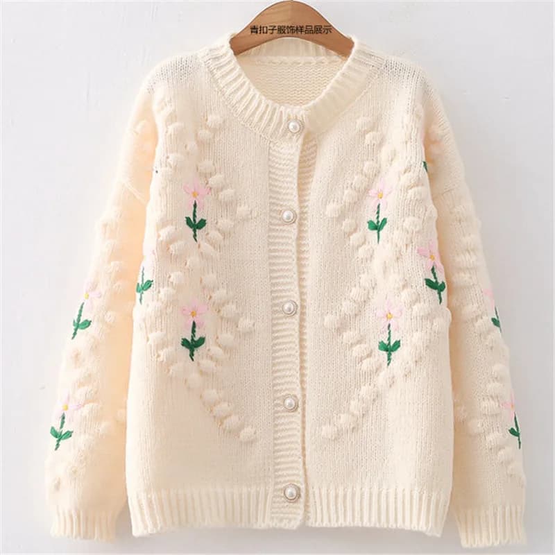 Pull Brodé Épais et Chaud en Tricot pour Femme, Cardigan en Y, Nouveau Design, Printemps-Automne
