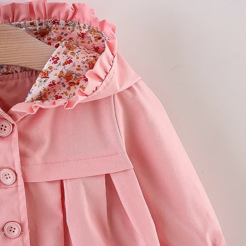 Veste d'automne pour bébé fille de 0 à 3 ans, coupe-vent en coton à manches longues, veste à capuche
