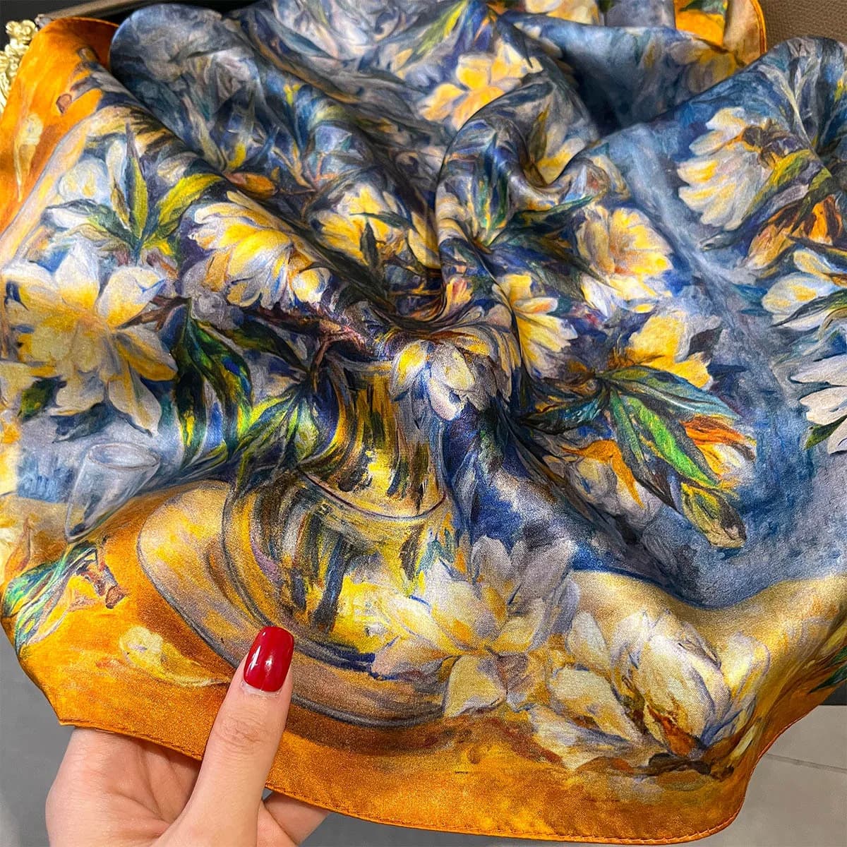 100% Pure soie Foulard carré femmes bandeau bureau cou foulards imprimer luxe Foulard Bandana printe