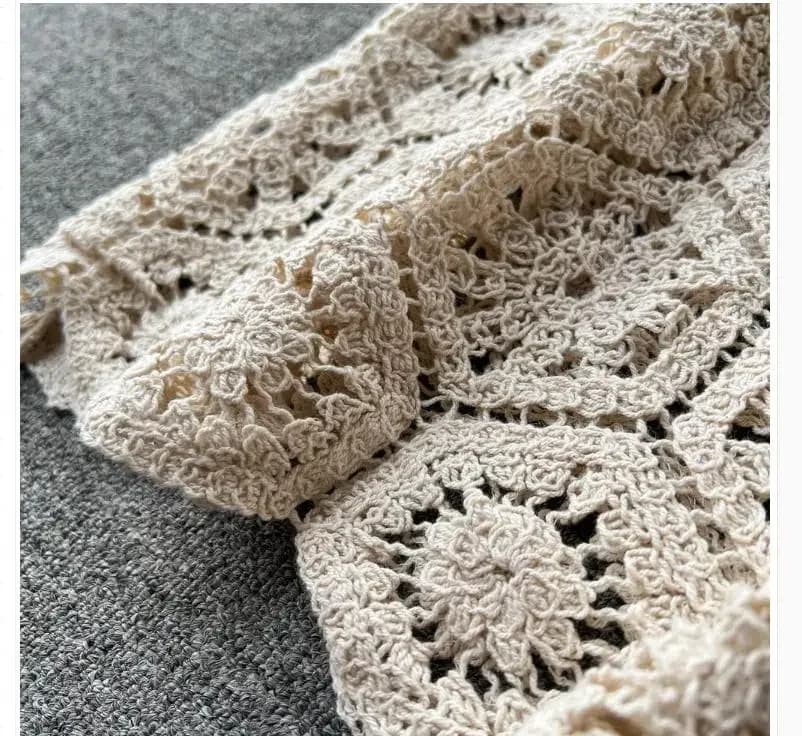 Jupe de plage Style boho pour femmes, ajourée, motif fleuri, vacances, été