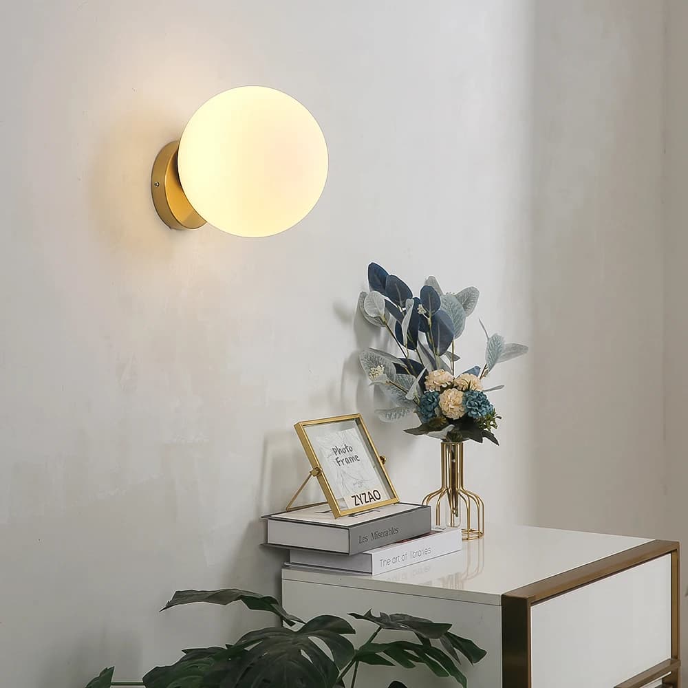Applique murale moderne boule de verre de luxe or non aligné boule applique salon chambre chevet esc