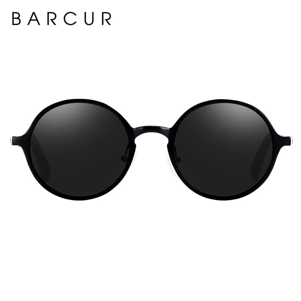 BARCUR-Lunettes de soleil rondes noires pour hommes et femmes, lunettes de soleil, lunettes de marqu