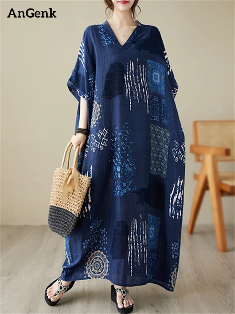 Robes longues oversize vintage imprimées pour femmes 2026 – Décontractées, amples, pour les vacances