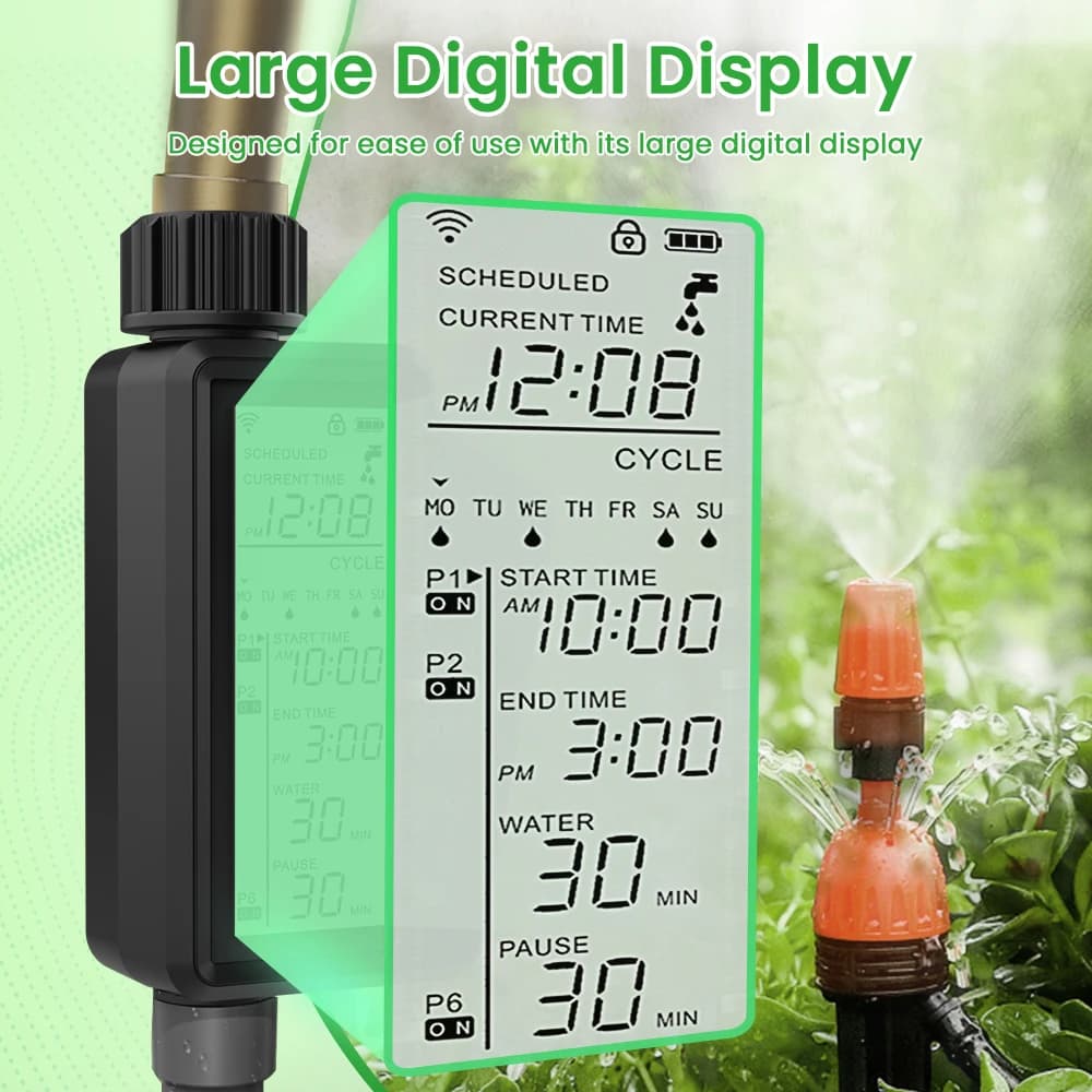 AVATTO Tuya WIFI minuterie d'arrosage de jardin intelligente avec grand écran LCD pour l'irrigation 