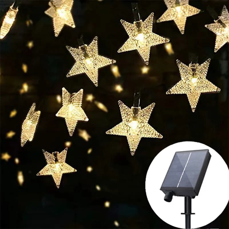 Guirlande lumineuse solaire en forme d'étoile, imperméable, LED, féerique, pour noël, Patio, jardin,