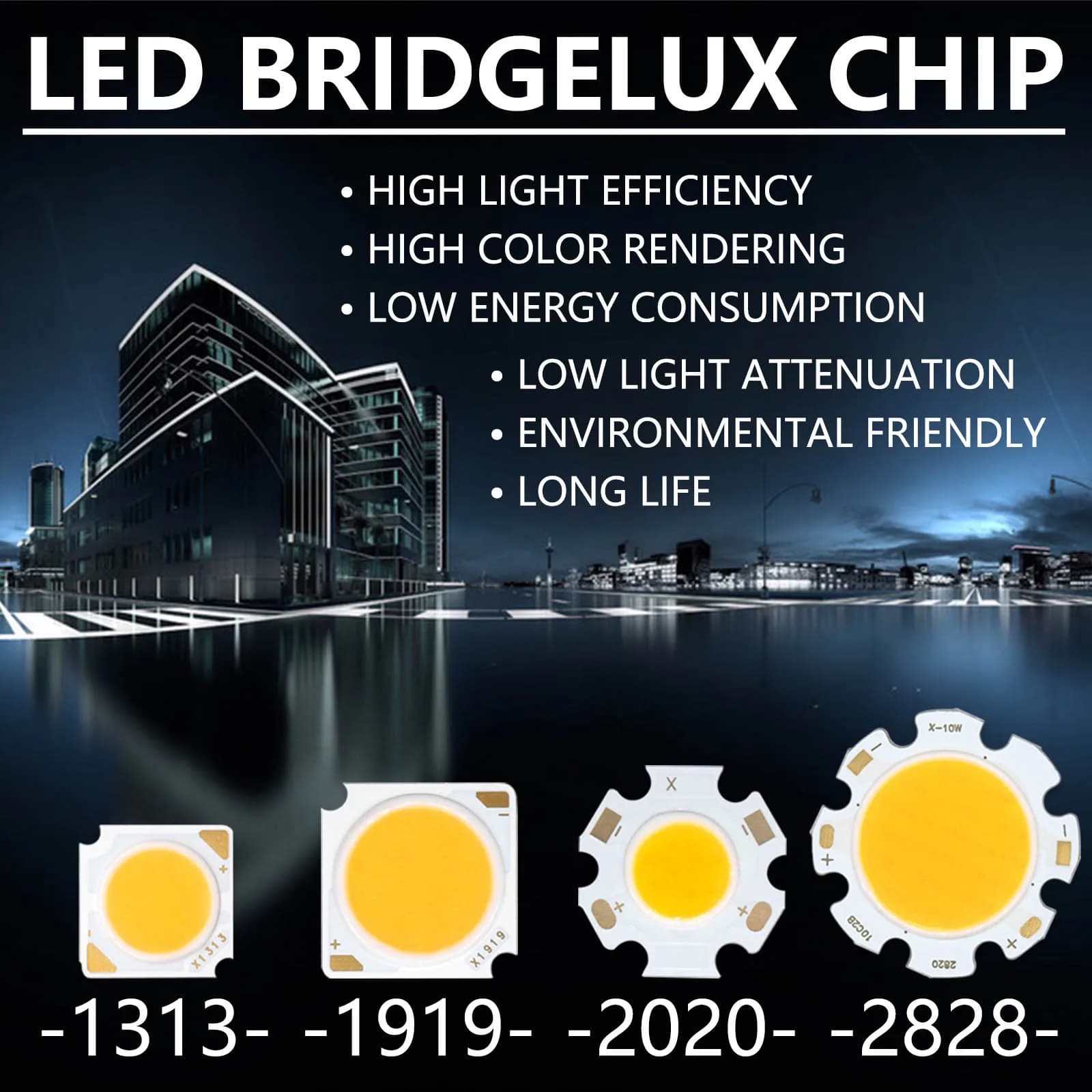 Bridgelux COB puce LED 3W 5W 7W 10W 20W 30W 40W Diode électroluminescente LED Module matrice 1313 20