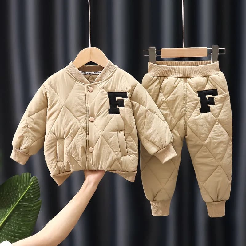 Ensembles de vêtements d'hiver pour garçons, manteau et pantalon chauds, mode alphabet, olympiques p