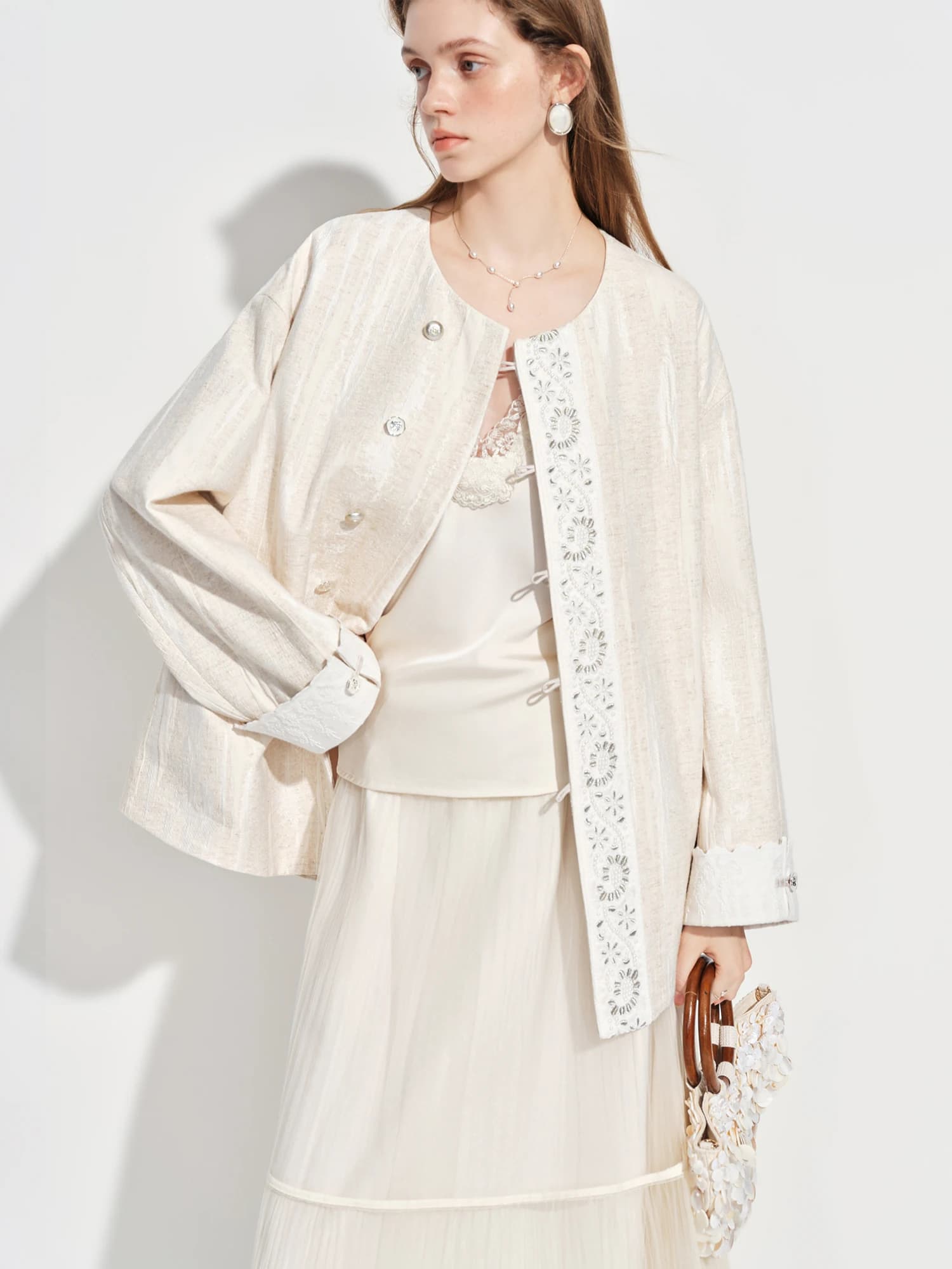 FSLE – veste en mélange de lin de Style chinois, nouvelle collection printemps 2026, nouvelle versio