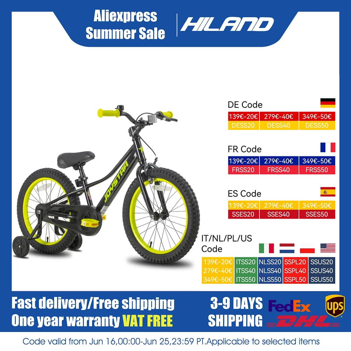 YSTAR-Vélo de montagne pour enfants avec roues d'entraînement et frein à main, chaîne pour garçons e