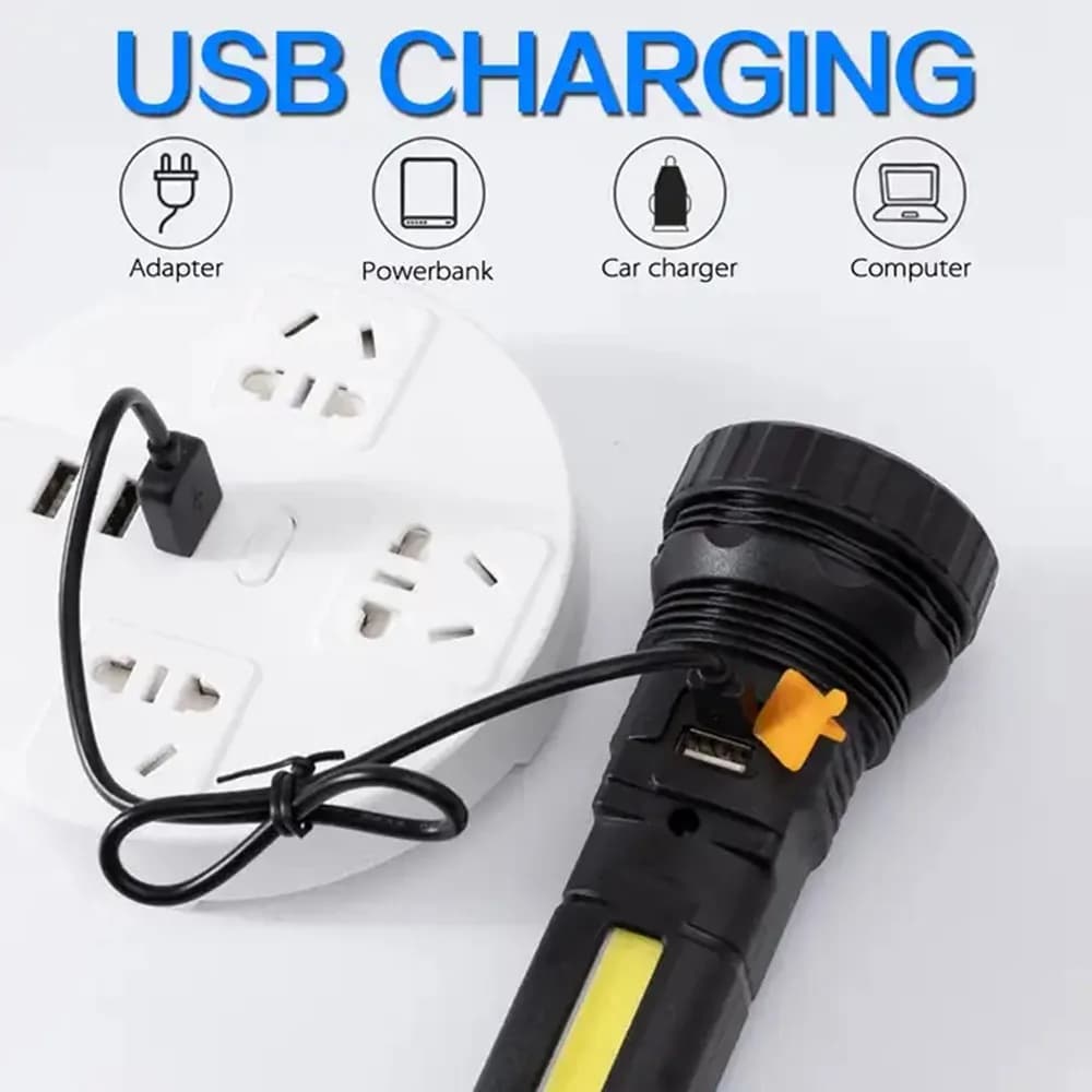 Lampe de poche solaire LED multifonction lanterne extérieure longue portée torche batterie externe d