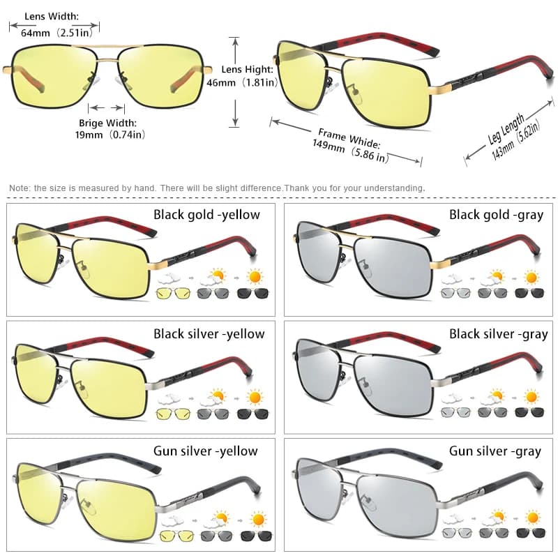 LIvissed MO-Lunettes de soleil polarisées photochromiques carrées, pour homme et femme, pour la cond