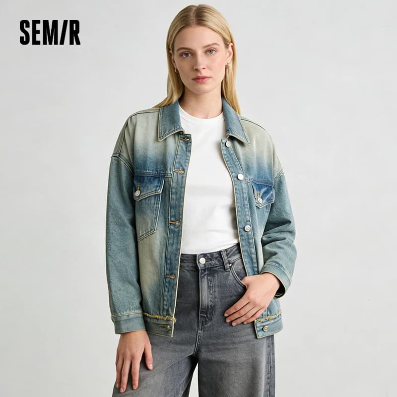 Veste en jean Semir déchirée coupe ample épaules tombantes pour femme – Nouvelle collection Printemp