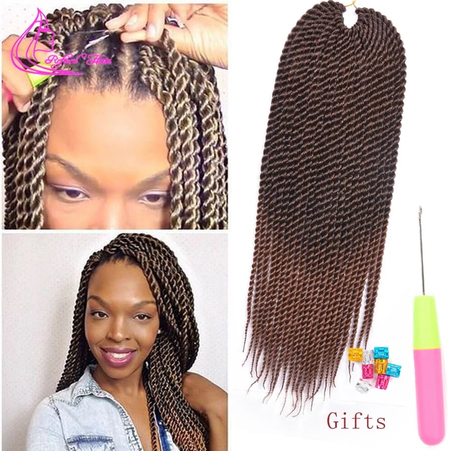 Tresses synthétiques au Crochet torsadées sénégalaises ombrées marron gris Extensions de cheveux tre