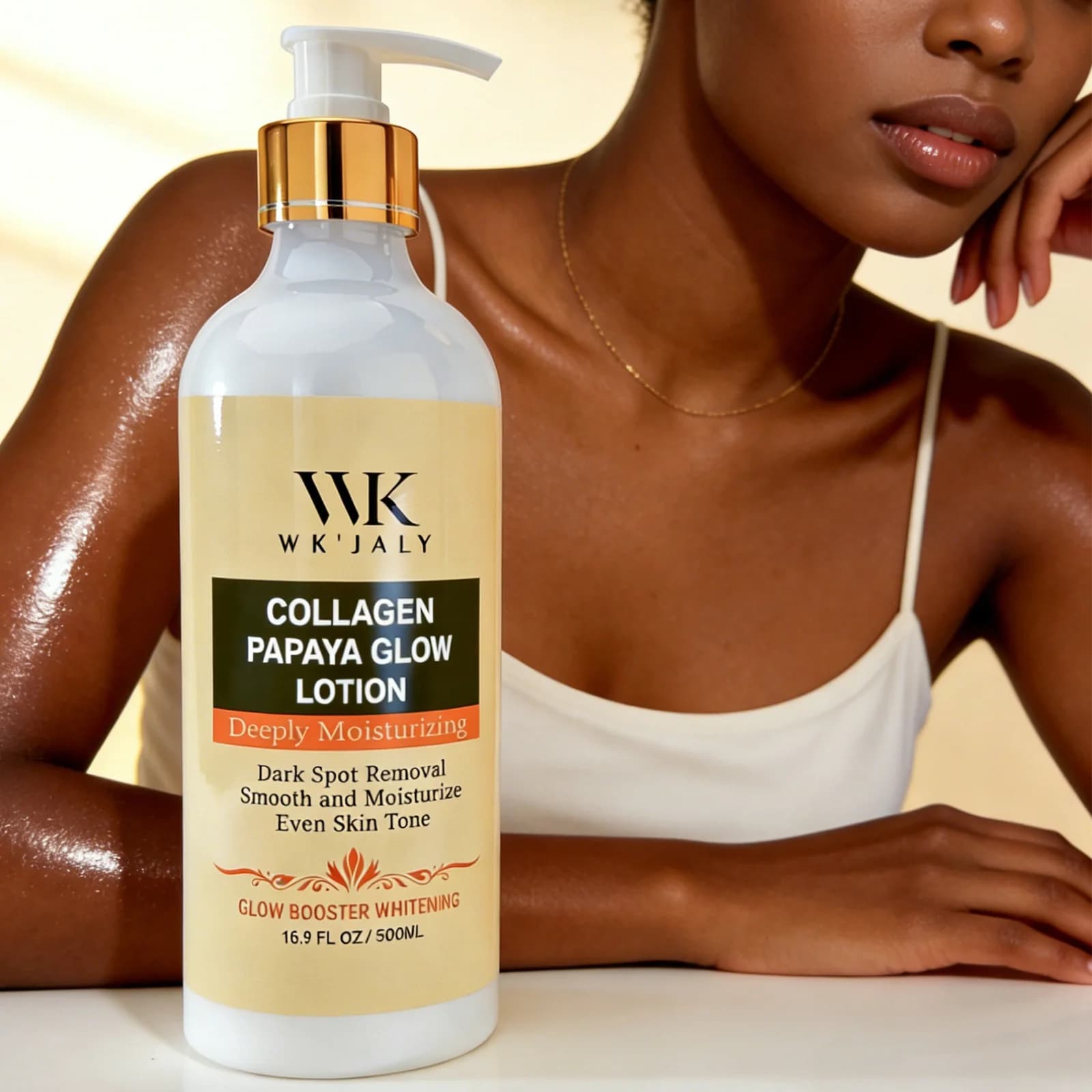 Lotion corporelle éclaircissante WK JALY Collagen Papaya Glow, hydratante, élimine les taches brunes