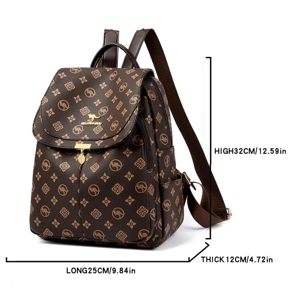 Sacs à Dos imprimés kangourou classiques Sac à Dos en Cuir Pu pour femmes Sac d'école à bandoulière 