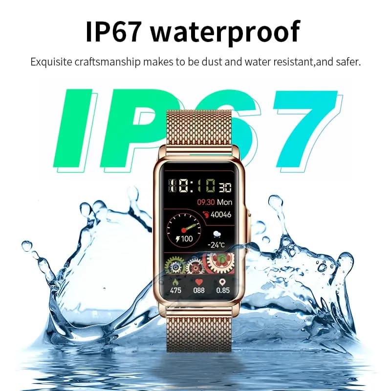 LIGE Montre Intelligente Femmes Plein Écran Tactile Bluetooth Appel IP67 Étanche Sport Fitness Track