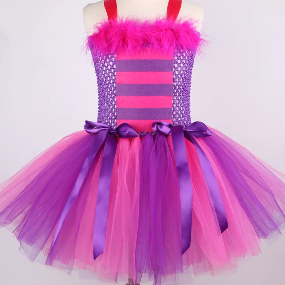 Costumes de chat de Cheshiree rose violet pour bébés filles, robe Tutu fantaisie d'animaux pour enfa