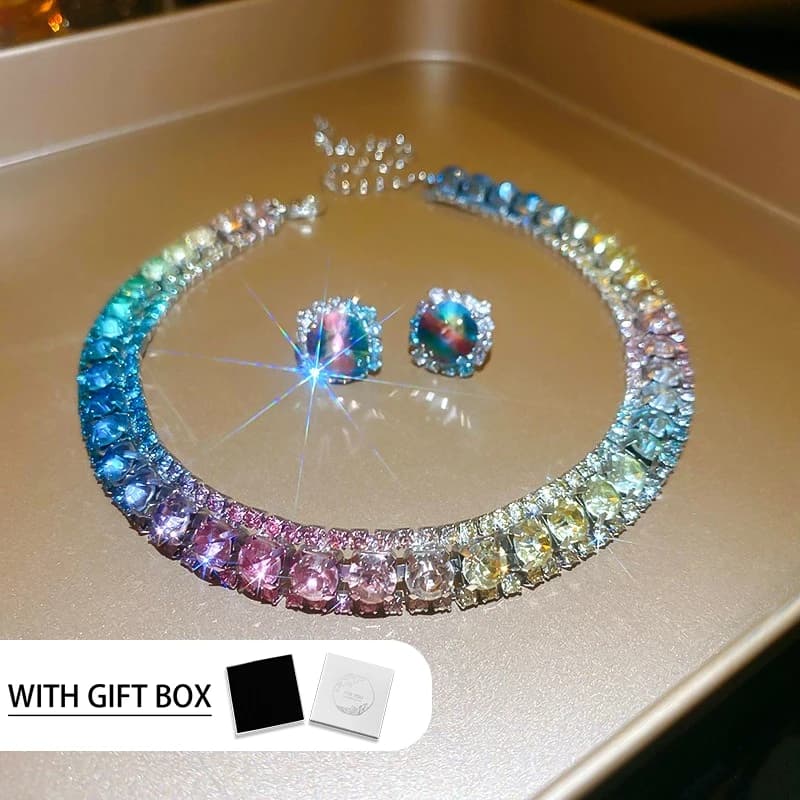 LENNIK – collier et boucles d'oreilles en diamant de couleur pour femmes, ensemble deux pièces léger
