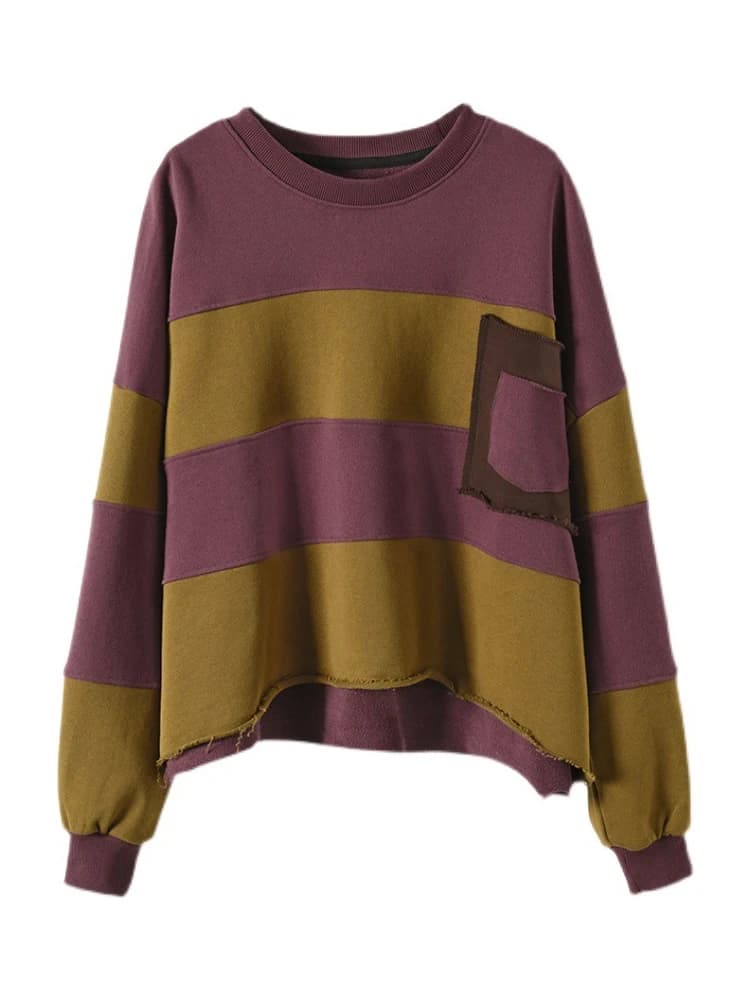 Amax luluE femmes loisirs amples col rond conception sweats à capuche printemps Style britannique Vi