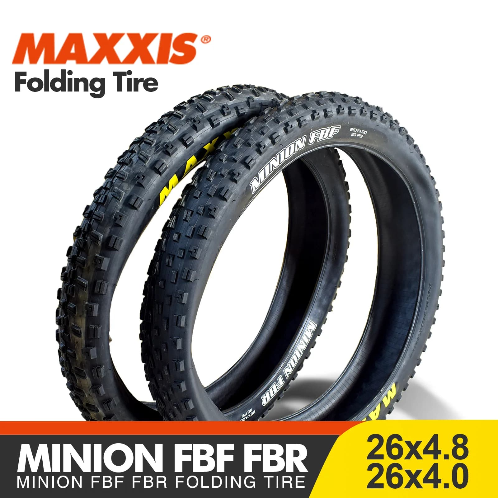 1 pièce Pneu VTT pliable MAXXIS 26 Minion FBF FBR 26*4.0 26*4.8 pour Trial Ride Fat Bike Plus, à fai