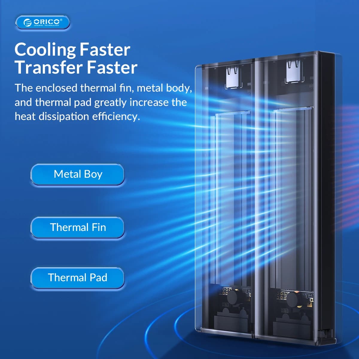 ORICO – boîtier SSD M.2 NVMe M2, en alliage d'aluminium, à double baie, pour clé M B & M, boîtier gr
