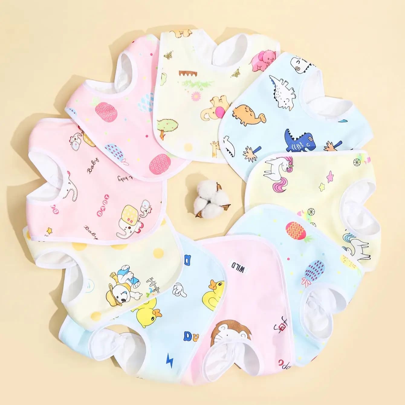 Bavoirs imperméables en coton pour bébé, 4/6/8/10 pièces, vêtements d'alimentation pour enfants, Pro