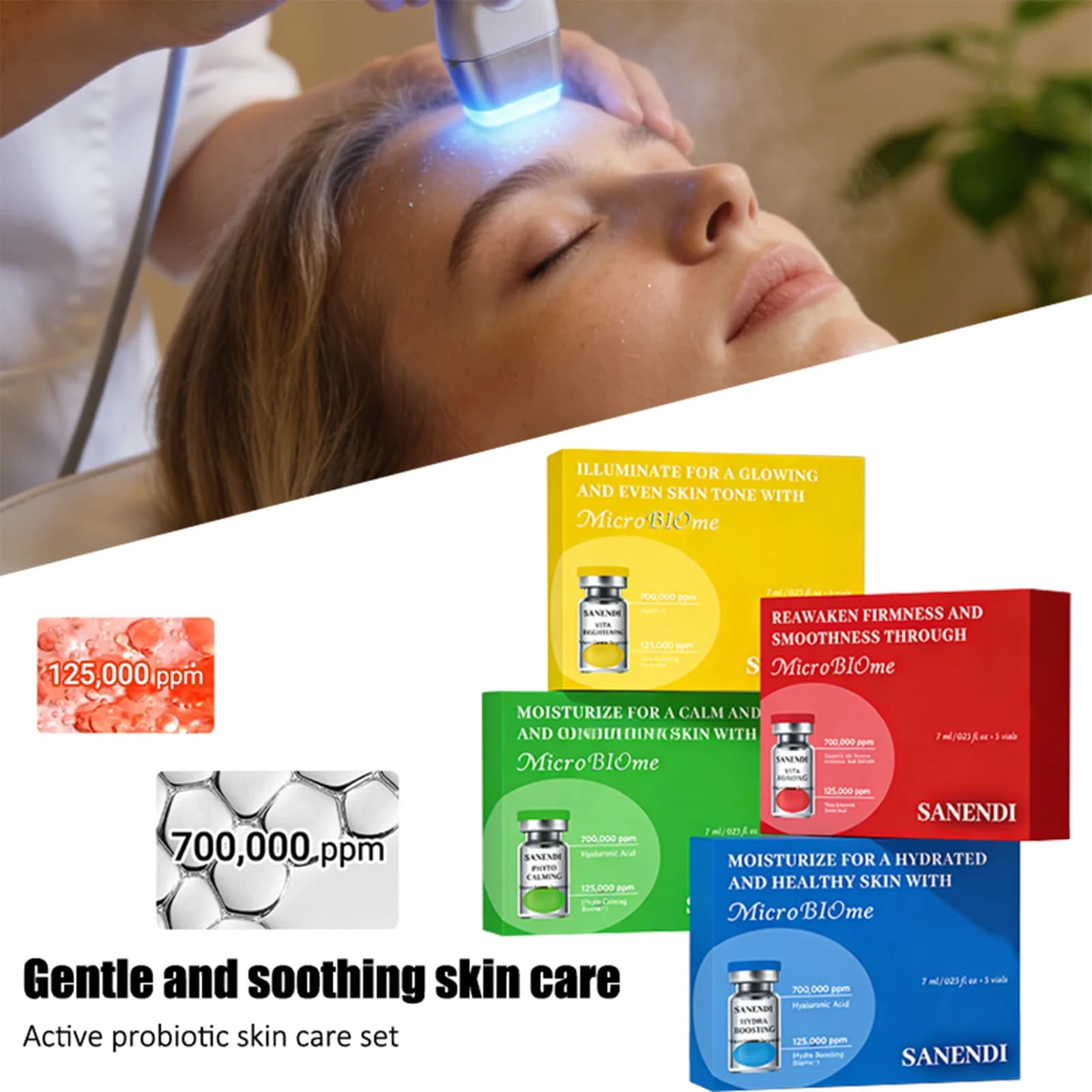 Ensemble de soins de la peau hydratant en profondeur Sanendi, sérum éclaircissant microbien actif, c