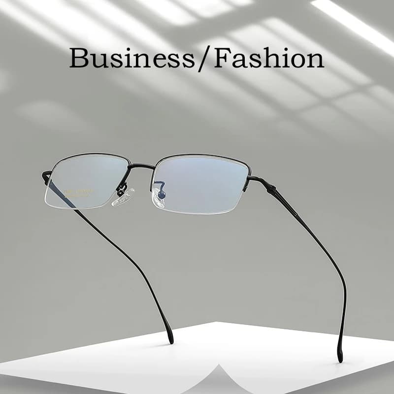 YIMARUILI Ultra-léger affaires luxe optique-lunetterie rétro carré pur titane Prescription demi-mont
