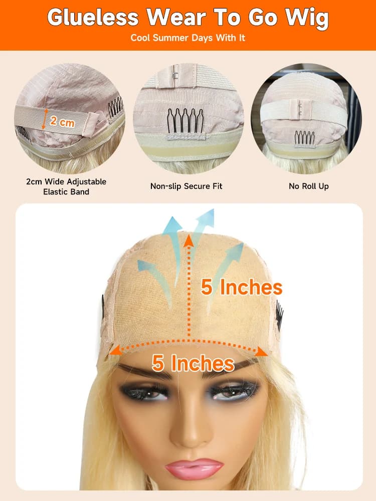 Perruques sans colle 613 en cheveux humains, perruque avec closure en dentelle 5x5, lisse comme un b
