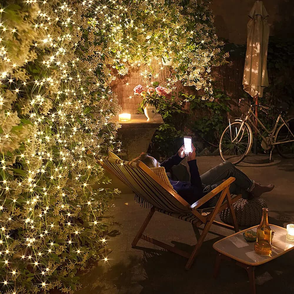 1 paquet de guirlandes lumineuses à énergie solaire 200 LED cascade lumières étanche vigne chaîne fé