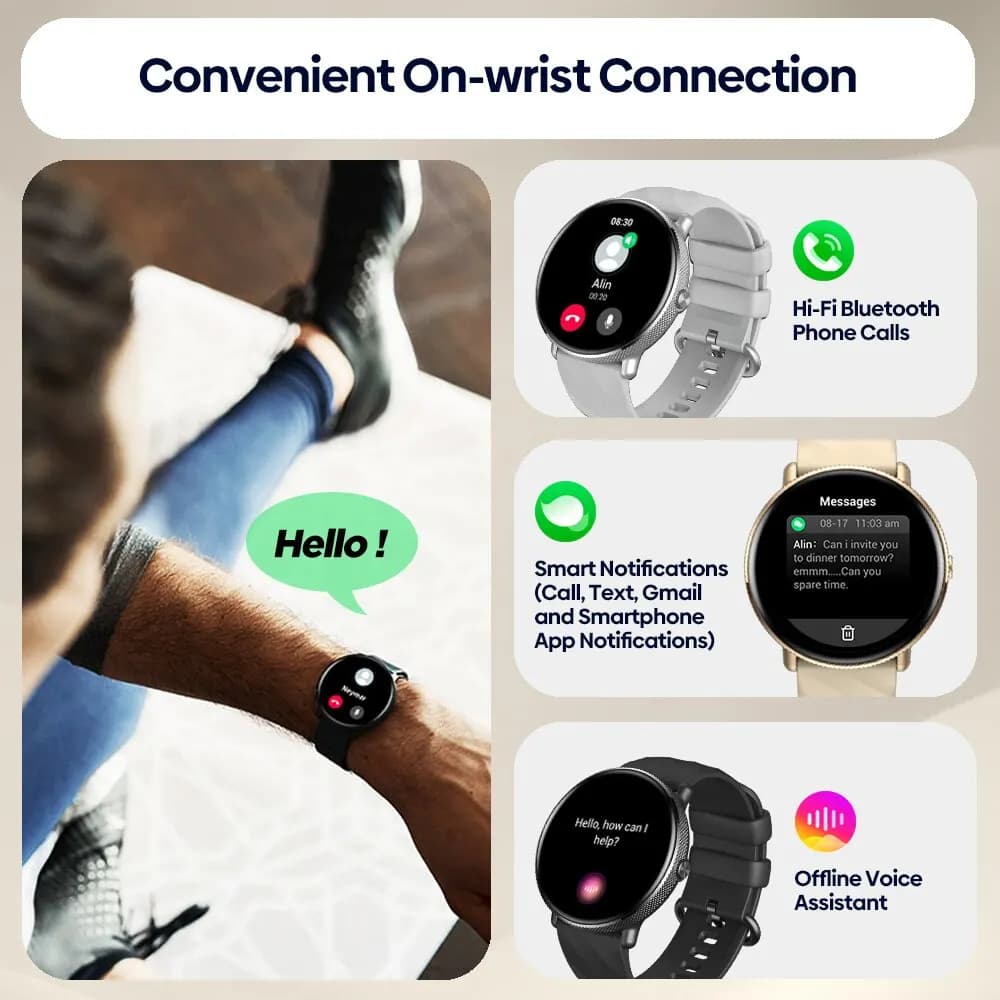 Zeblaze GTR 3 Pro Voix Appelant Montre Intelligente AMOLED Affichage 316L En Acier Inoxydable Fitnes