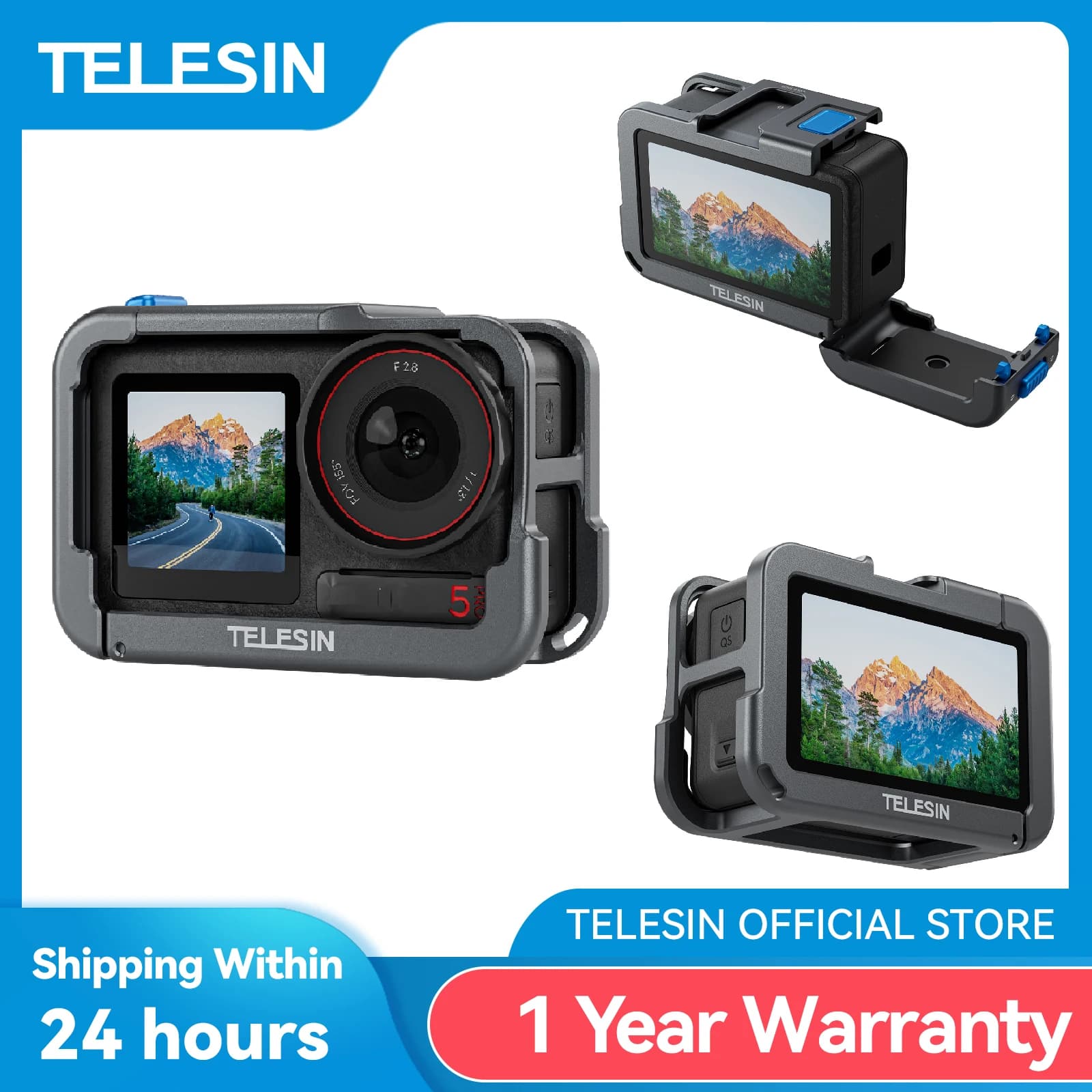 TELESIN-Coque de protection en alliage pour DJI OSMO, compatible avec modèles 3 4 5Pro