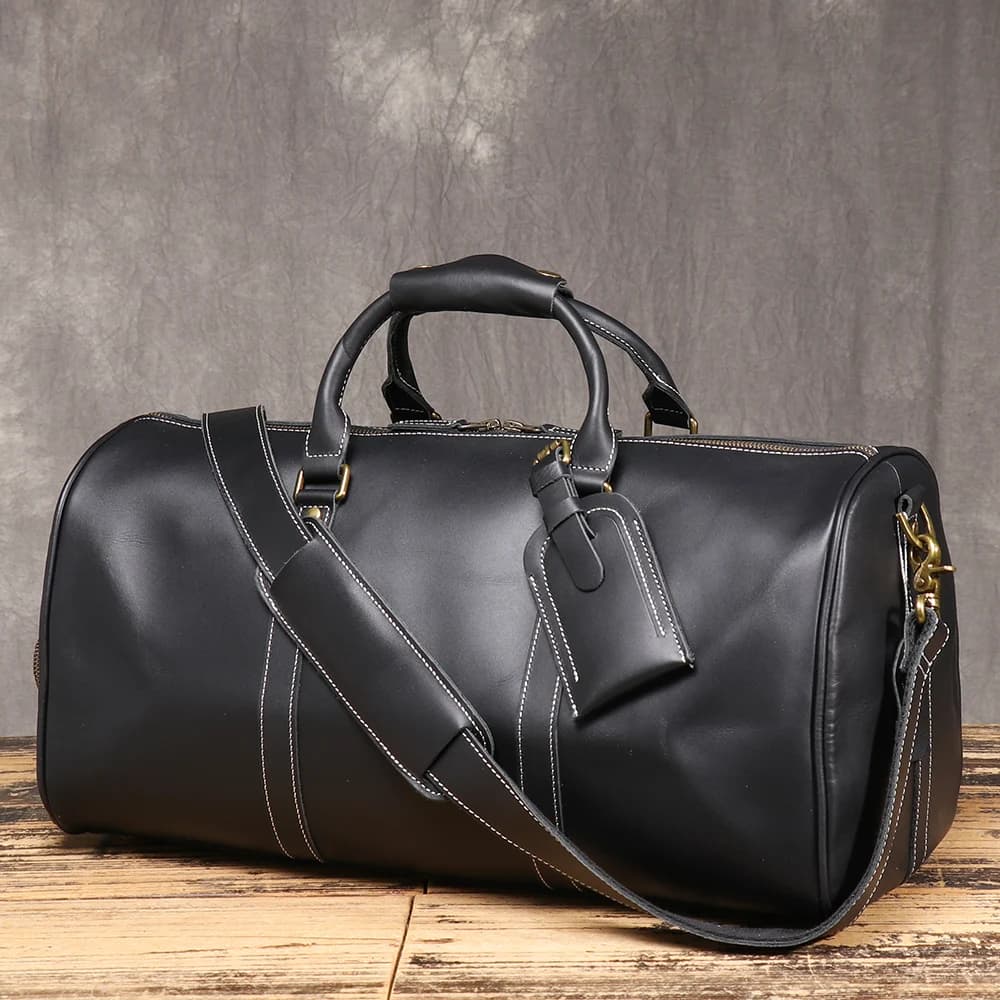 Sac à main en cuir de vachette première couche pour hommes, sac à bandoulière de grande capacité en 